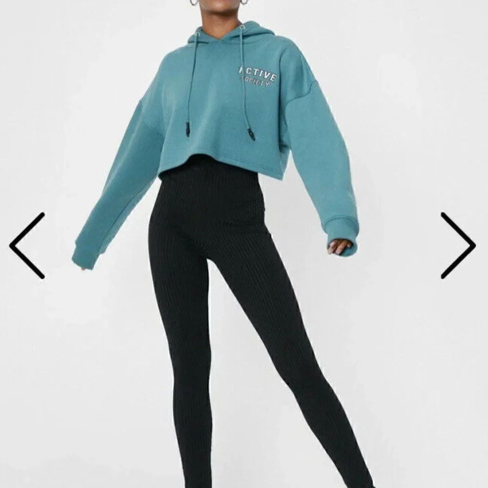 Nasty Gal Black Call Rib Even High Waisted Legging